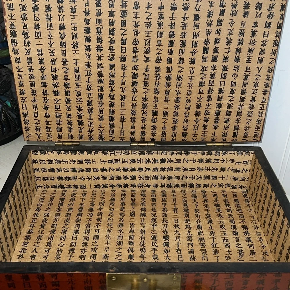 Vintage Chinese ornate jewelry box decorative brass fittings